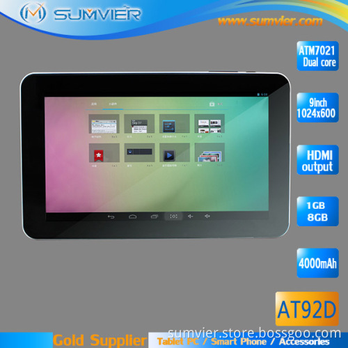 9inch Android Tablet PC with ATM7021 Dual Core 1g+8g (AT92D)